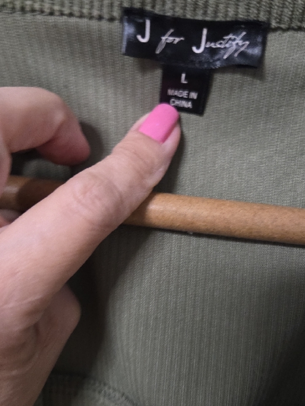 J for Justify Olive Green Ribbed Jacket - Picture 2 of 5